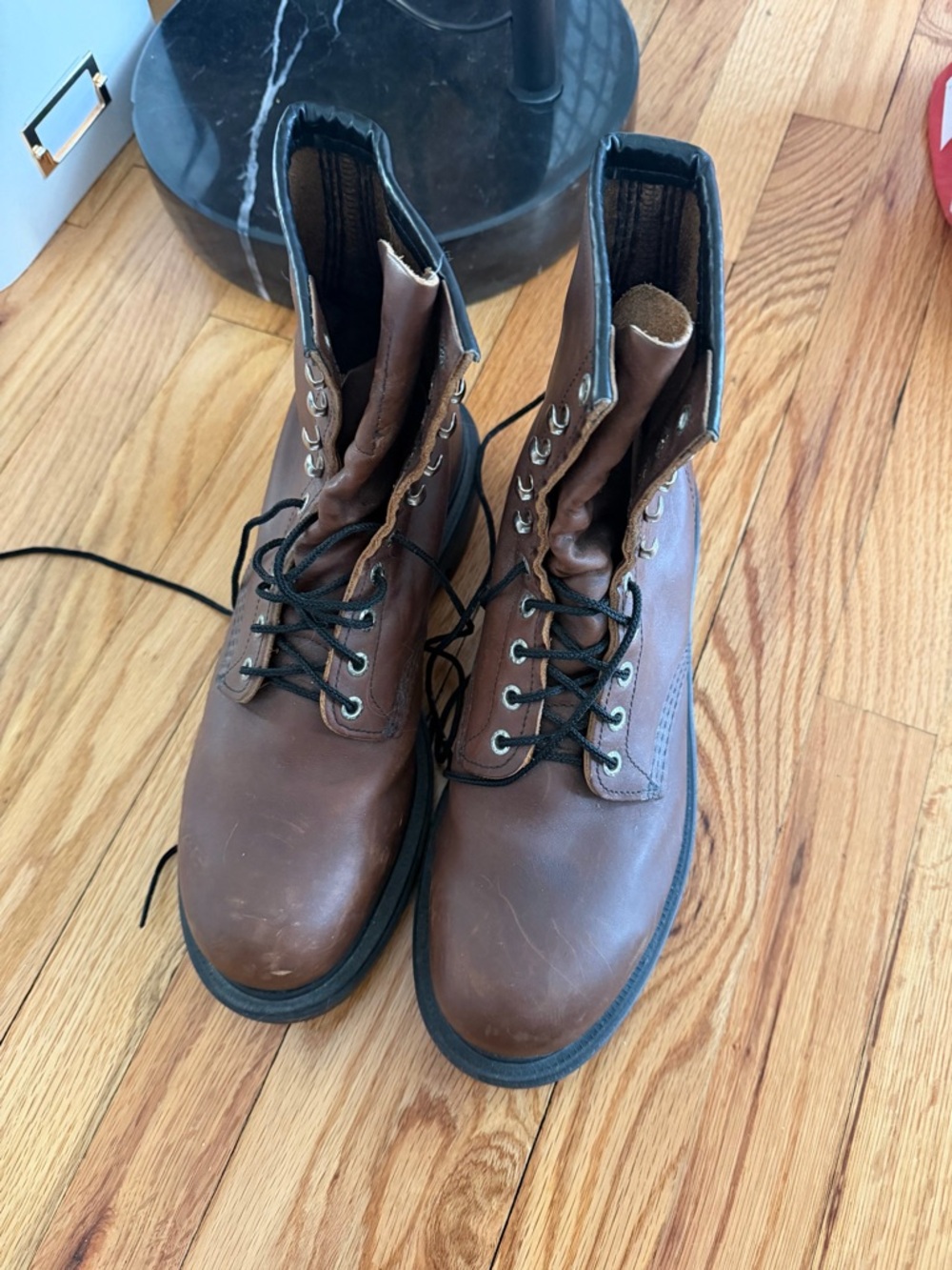 Red Wing ASTM F2413-11 Size 10.5 Brown Leather Lace-Up Steel Toe Work Boots EUC